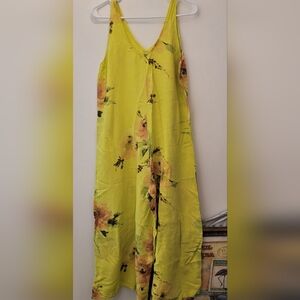 Floral Yellow Jumper Romper 100% Linen. Made In Italy